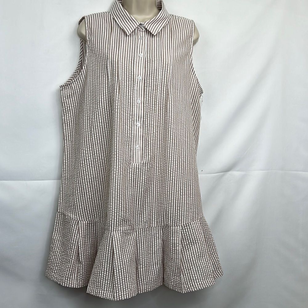 Vici Hampton Shades taupe & white sear sucker sleeveless romper NWT size XL